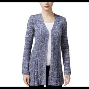 Style & Co Open Knit v-neck  Button Down Cardigan